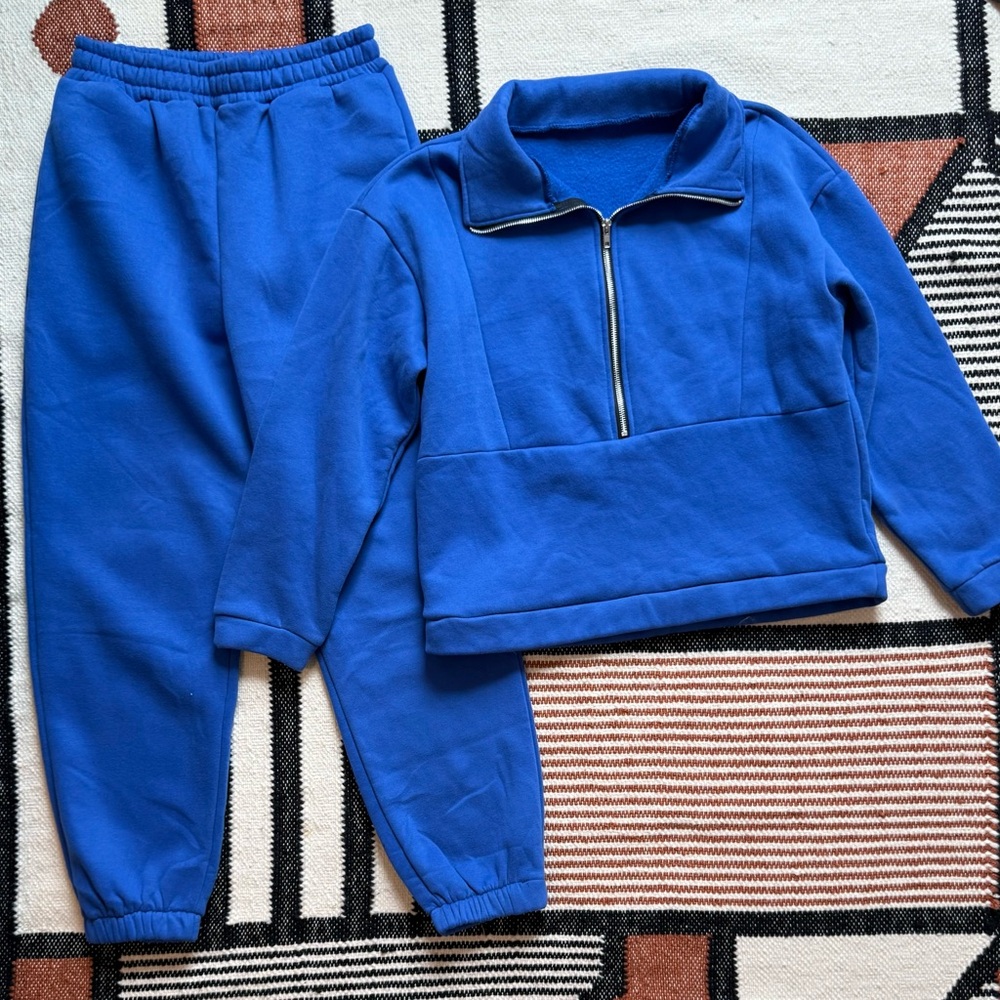 Blue Fleece Jogger Set
